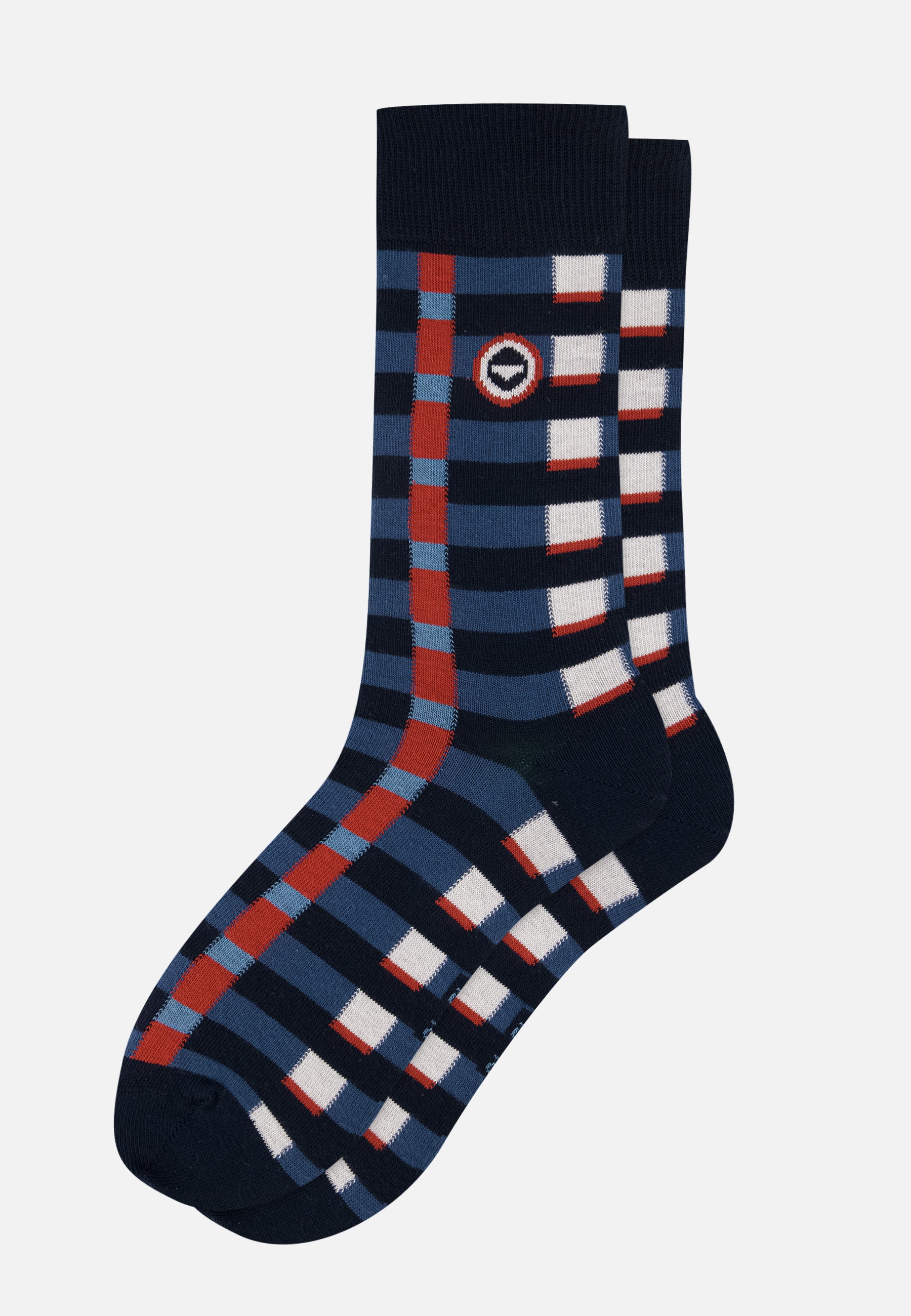 Chaussettes mi-hautes en coton - Lucas Mosaïque Acier Brique
