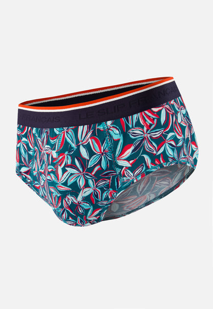 Blue cotton briefs with jasmine pattern - Terrible Jasmine Duck Blue