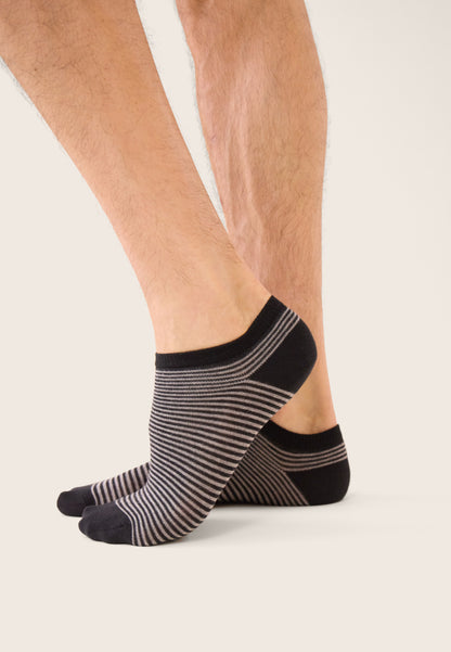 Chaussettes basses marinière noir et gris - Tonnerre Mariniere Noir Gris