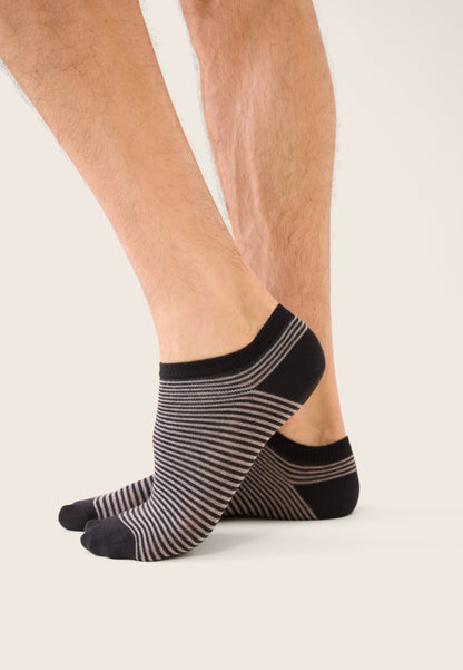 Socquettes marinière noir et gris - Tonnerre Mariniere Noir Gris