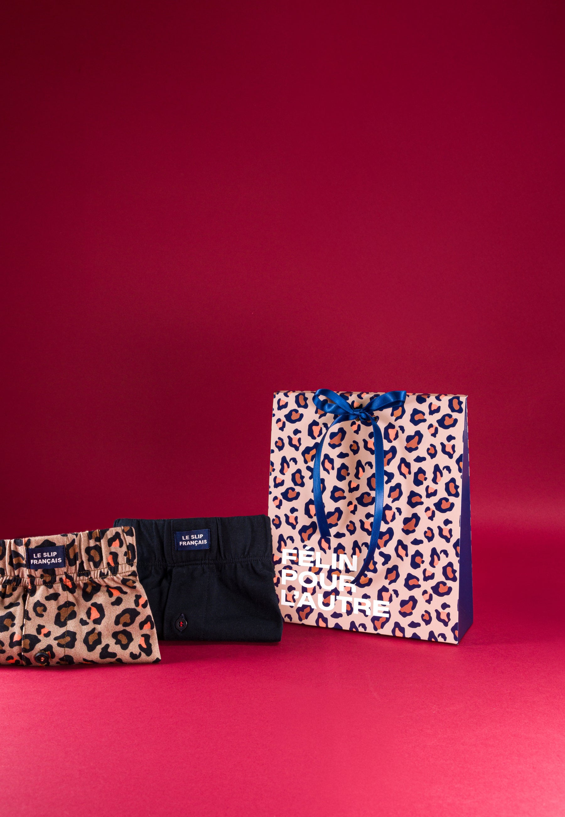 Lot de 2 caleçons en coton - Caleçons Léopard Marine Brodé Mon Amour