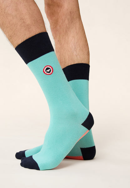 Mid-calf cotton socks - Lucas Bloc Mint Neon Pink