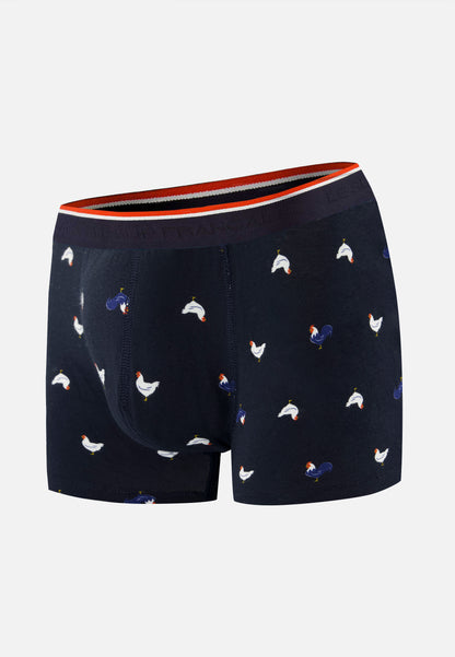 Boxer à motif coq marine en coton - Marius Coq Marine