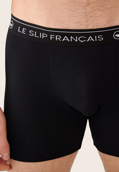 Lot de 3 boxers longs en coton - Boxers Chevron Jaune Anis Noir Vert Forêt