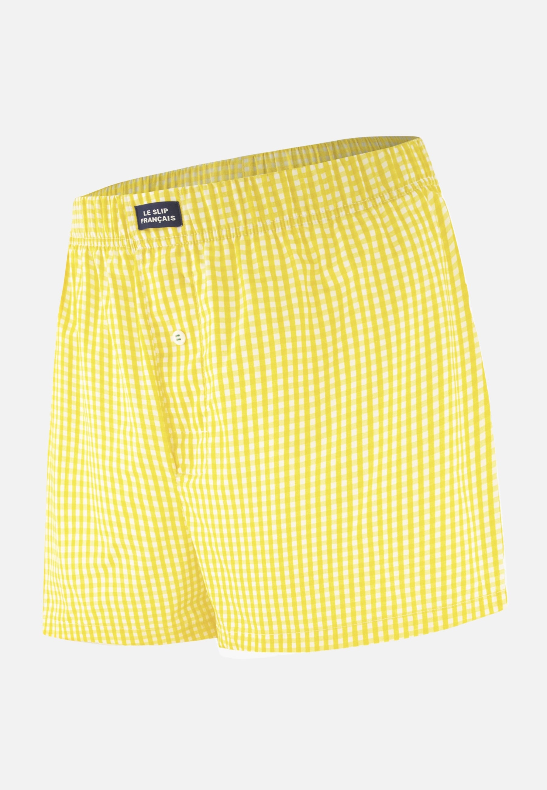 Caleçon à carreaux jaune en coton - Jacques Vichy Jaune Citron