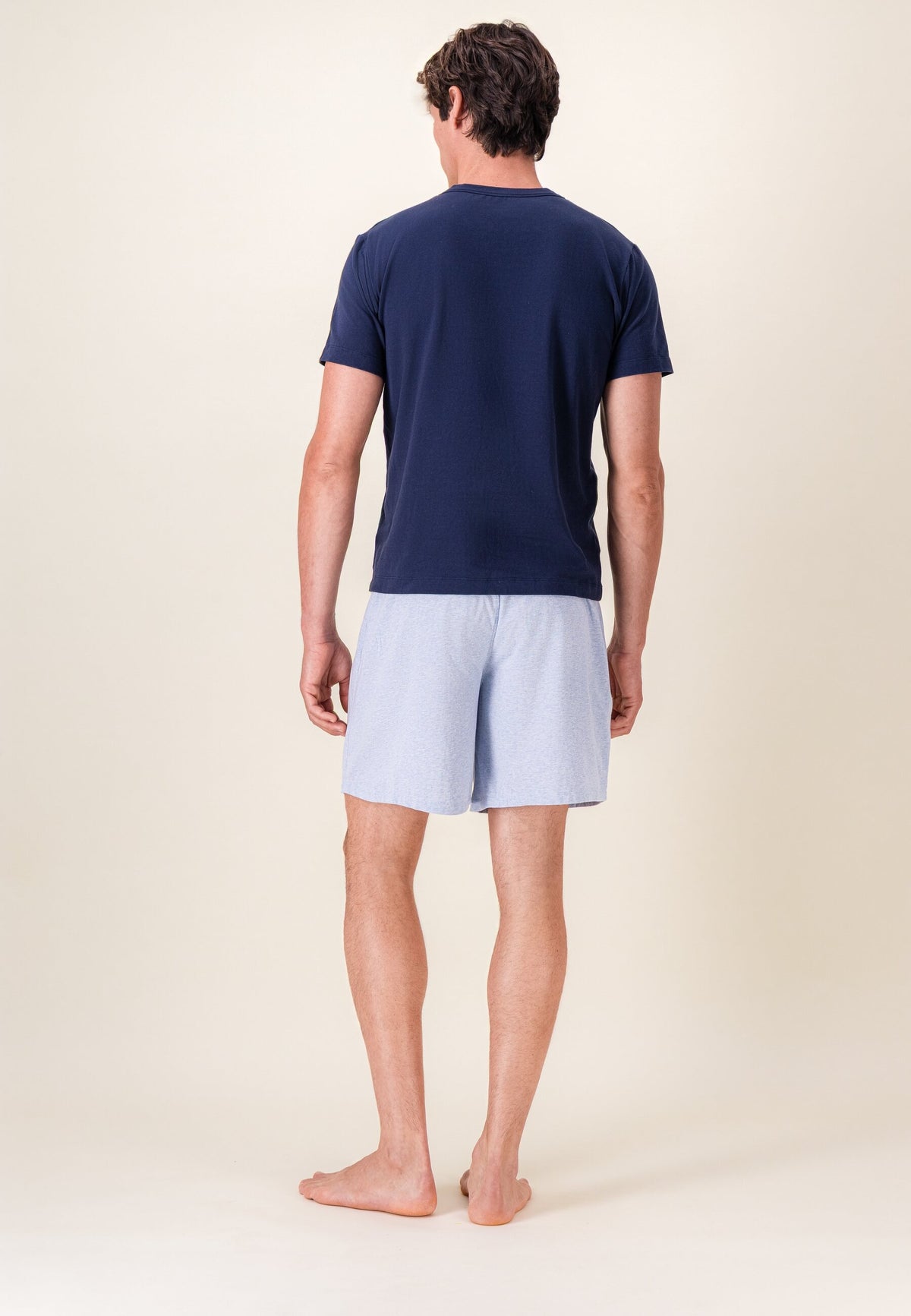 Ensemble pyjama haut et short en coton - Pyjama Haut Manches Courtes Formidable Marine Et Bas De Pyjama Court Invincible Bleu Ciel Chiné