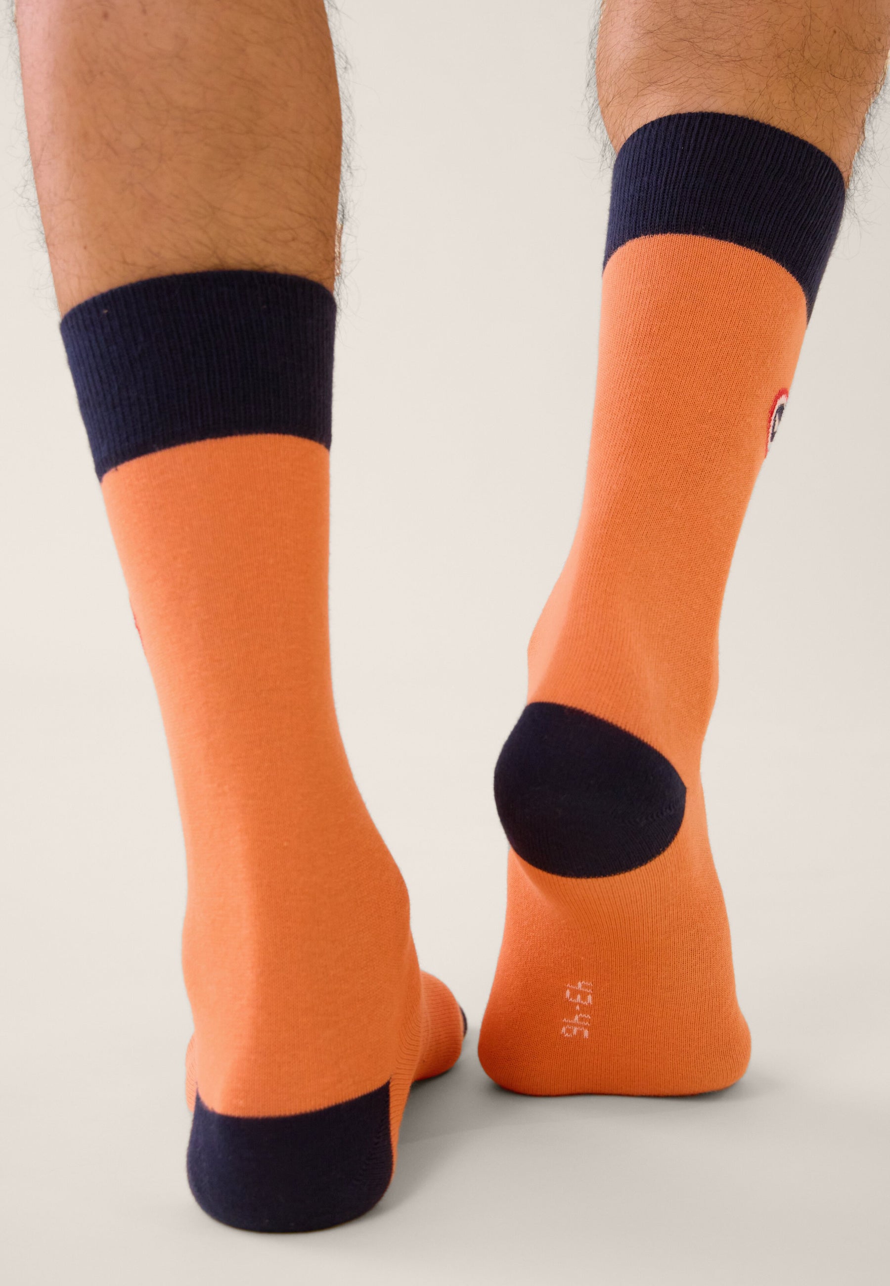 Chaussettes mi-hautes orange fantaisie - Lucas Talon Pointe Marine Orange Corail