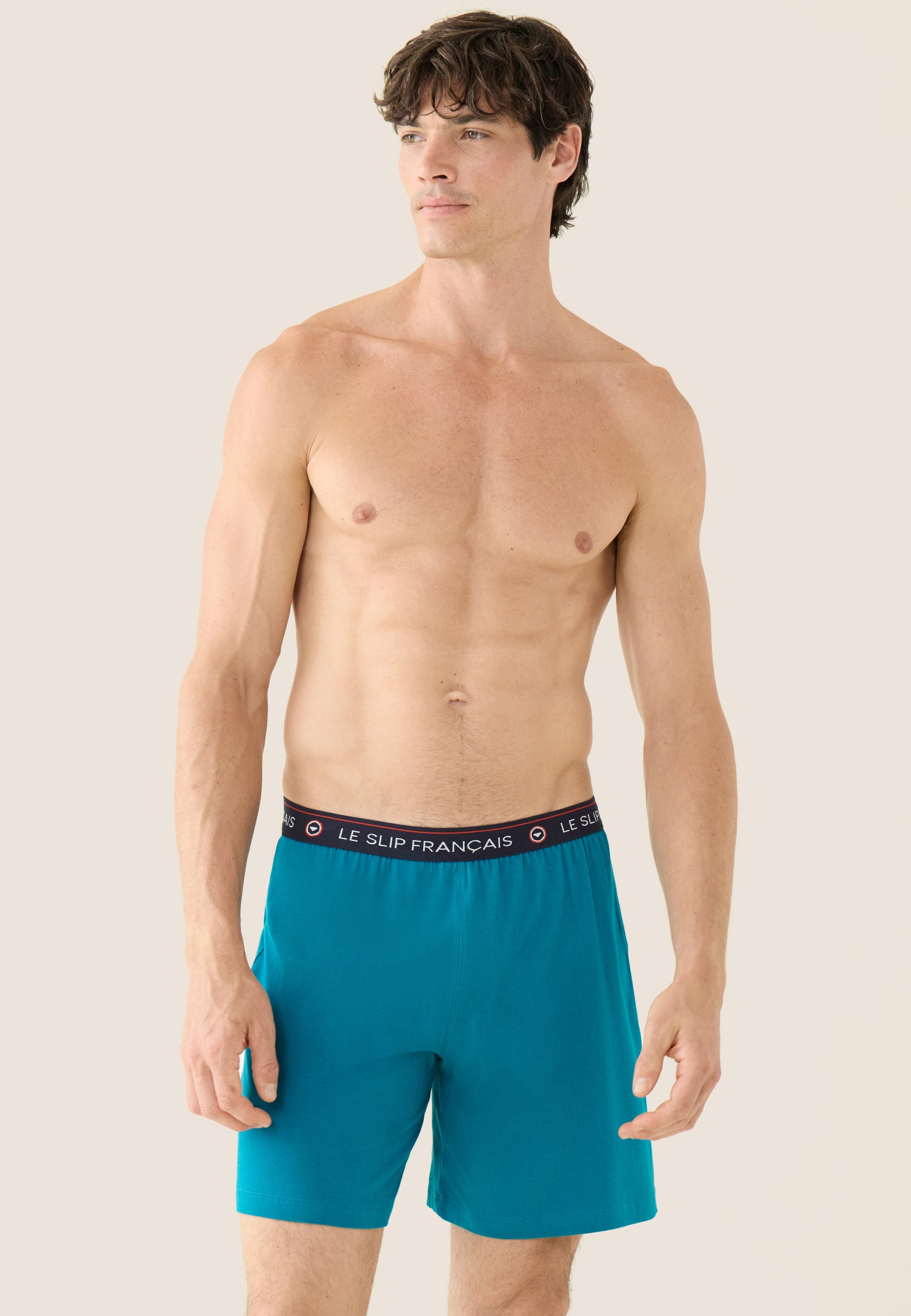 Bas de pyjama court bleu en coton - Invincible Topaz