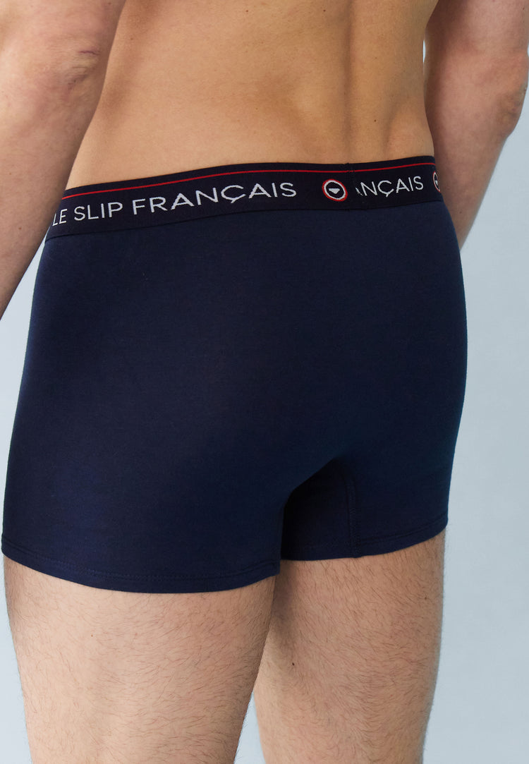 Lot de 3 boxers en coton - Boxers Bleu Marine Blanc Bleu - Le Slip Français - 3