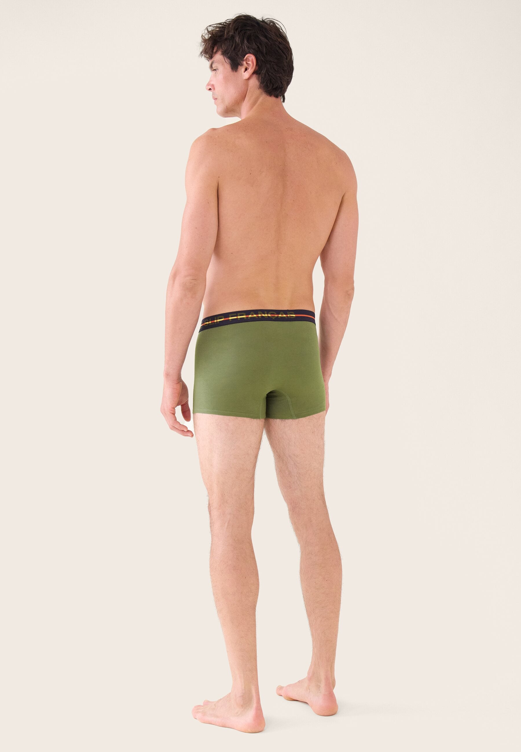 Boxer vert en coton - Redoutable Kaki Veronese Brodé Daddy Cool