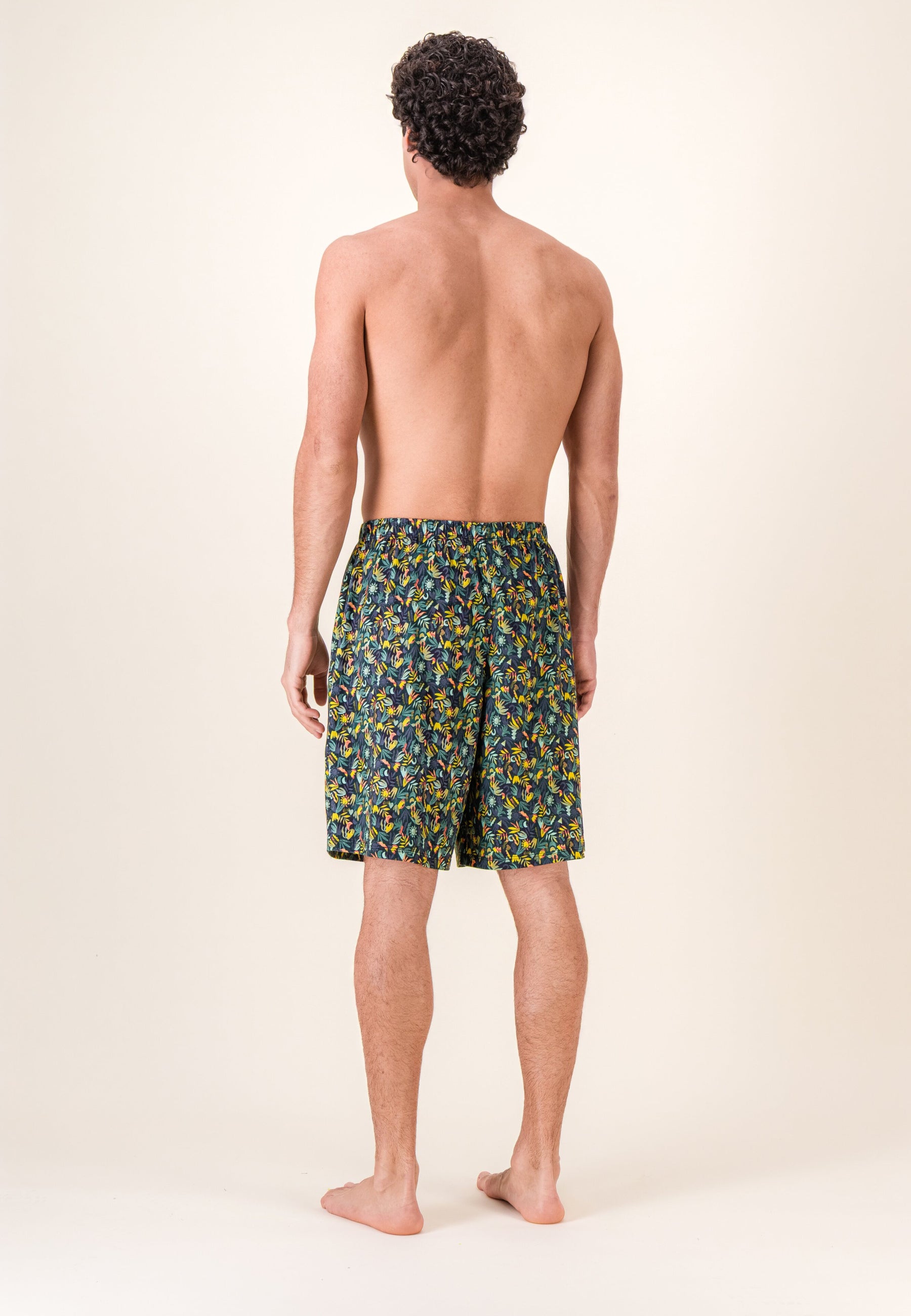 Bas de pyjamas court à motif jungle en coton - Fredy Jungle Kaki Veronese