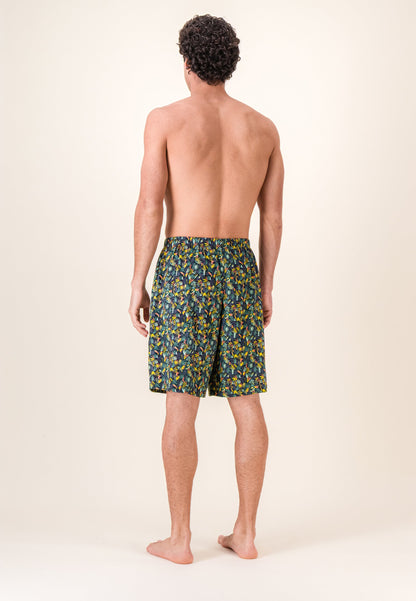 Bas de pyjamas court à motif jungle en coton - Fredy Jungle Kaki Veronese