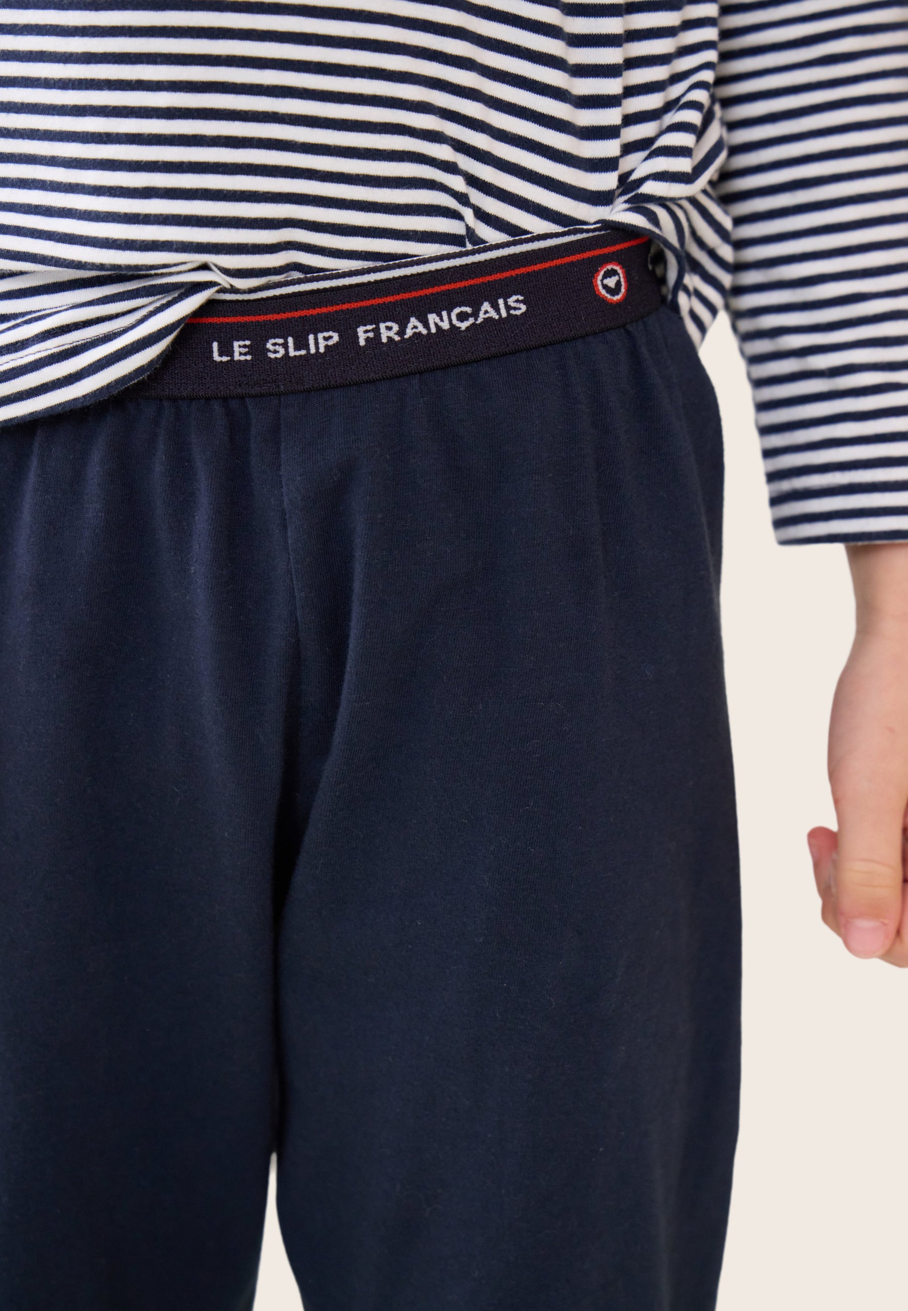 Ensemble pyjama enfant haut marinière et pantalon bleu marine en coton - Pyjama Haut Manches Longues Et Bas De Pyajma Long Petit Jeason Marinière Marine