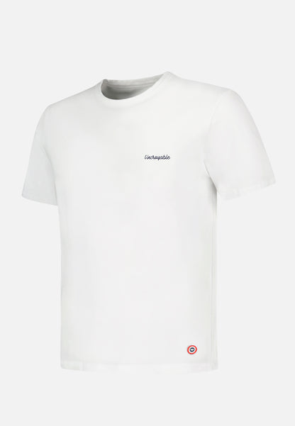 T-shirt homme blanc à manches courtes en coton - Formidable Blanc Brodé L'Incroyable