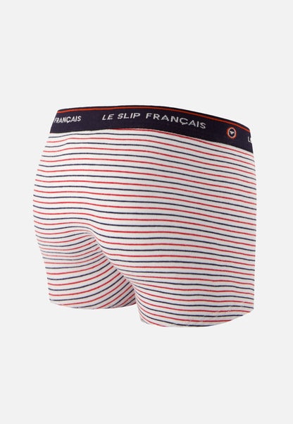 Boxer enfant à rayures bleu blanc rouge en coton - Petit Joseph Rayures