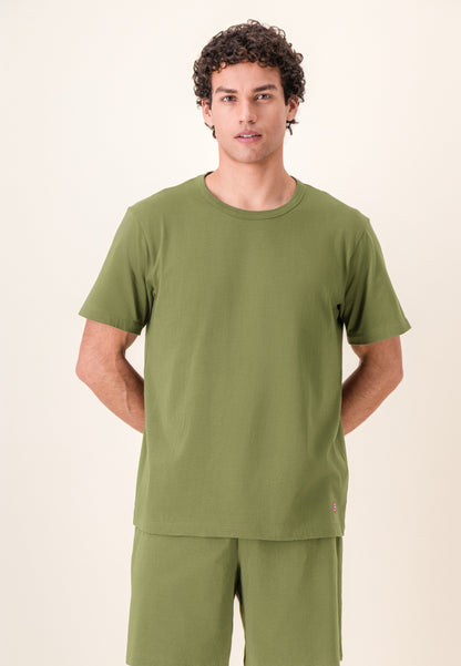 T-shirt homme vert à manches courtes en coton - Formidable Kaki Veronese