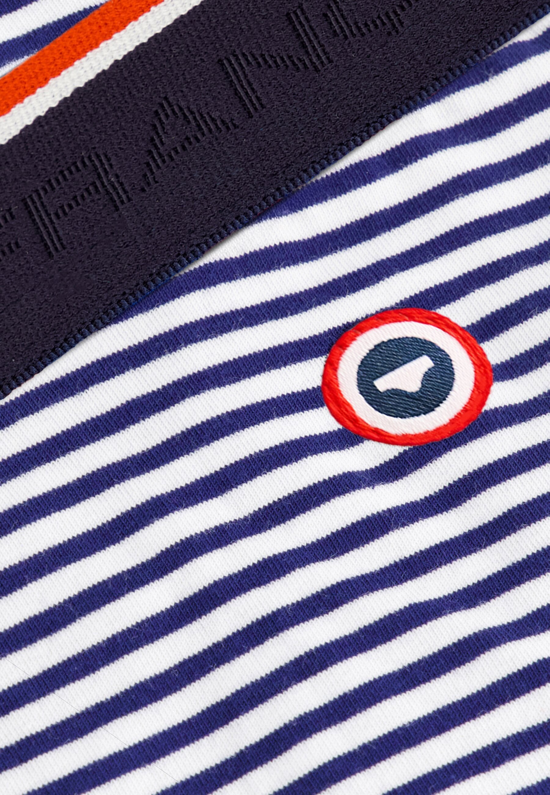Boxer long marinière bleu en coton - Michel Mariniere