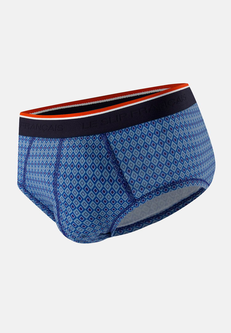 Blue printed cotton briefs - Terrible Harlequin Bleu - Le Slip Français - 1