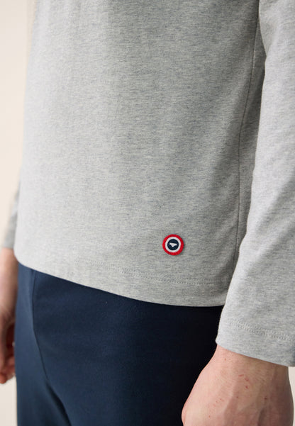 Men's gray long-sleeved cotton t-shirt - Superb Gray