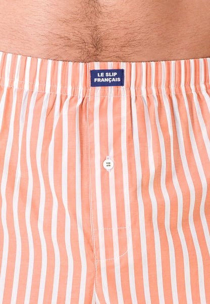 Caleçon à rayures orange en coton - Jacques Sens Orange Pur