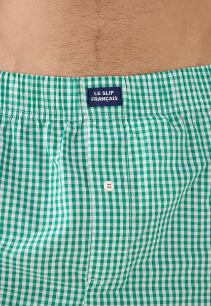 Caleçon à carreaux vert en coton - Jacques Carreaux Vichy Mint Green