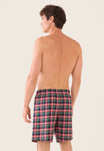 Men's pine green checked cotton pajama bottoms - Jacob Pine Green Checks