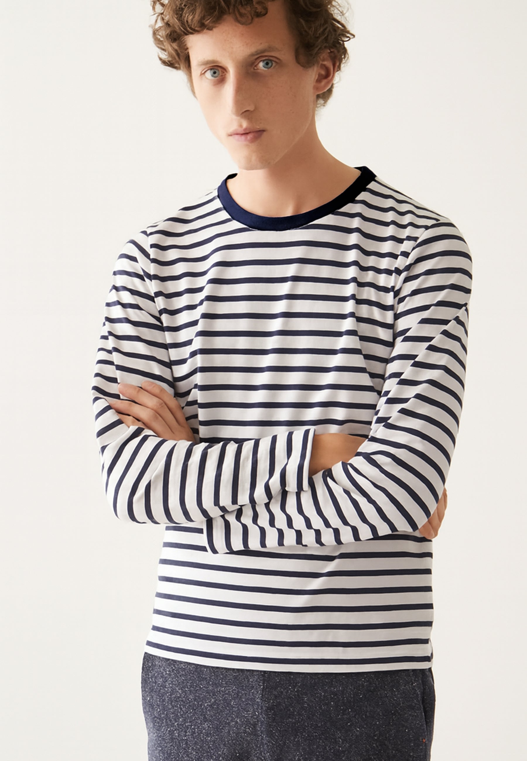 Blue striped sailor shirt - Unisex long-sleeved sailor shirt
