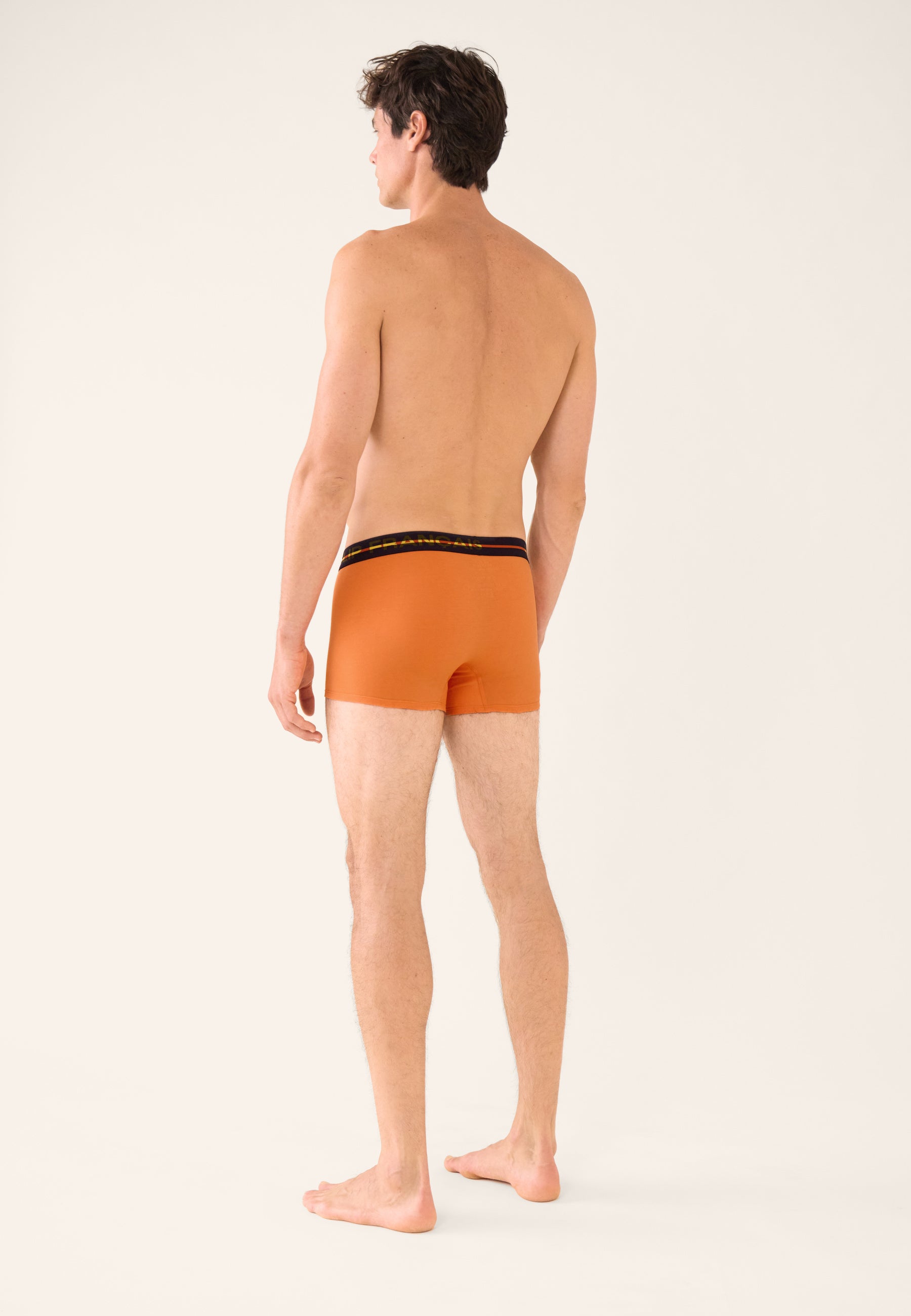 Pack of 4 cotton boxer shorts - Navy Orange Boxer Shorts with Khaki Veronese White Ornament