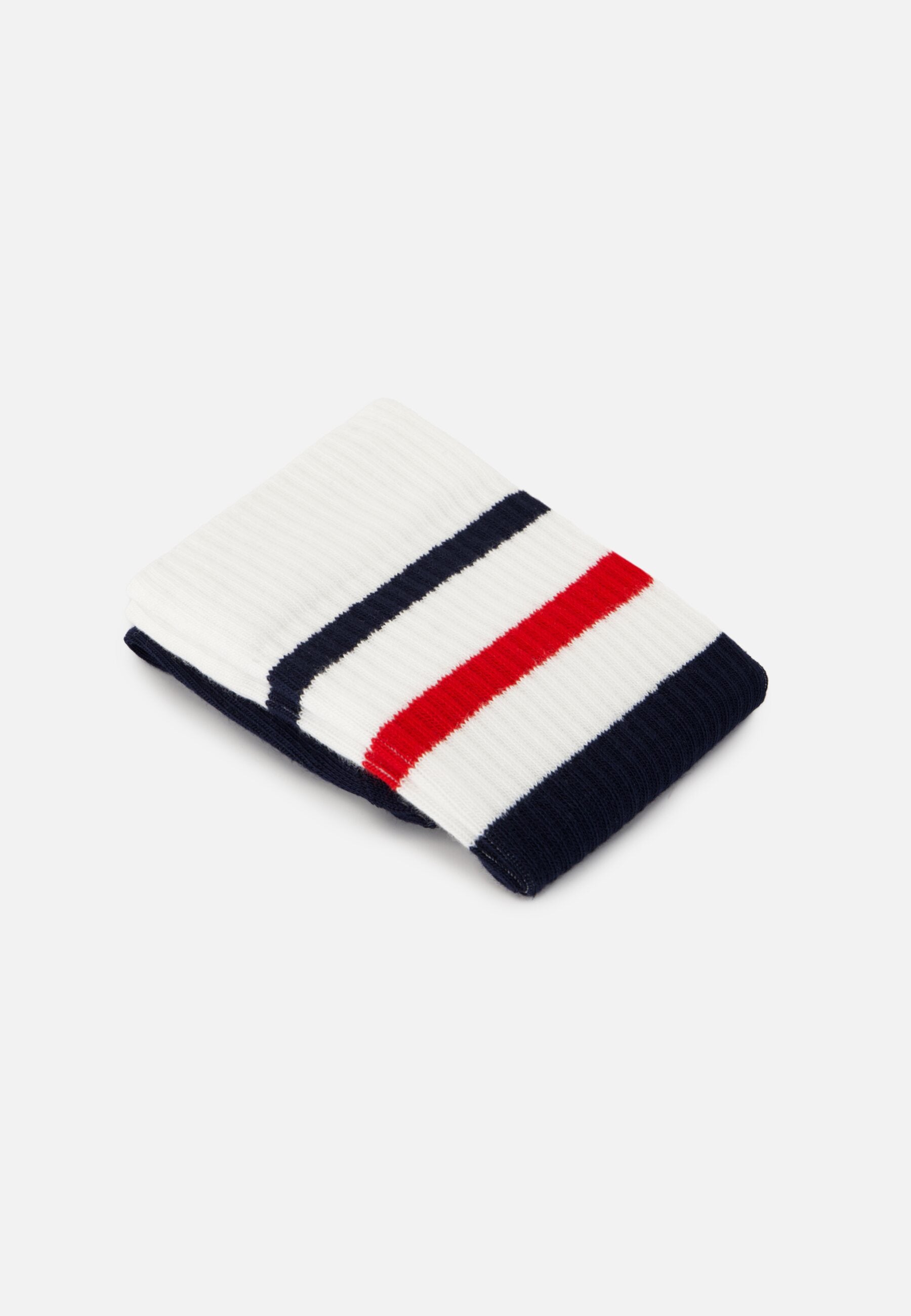 Chaussettes de sport mi-hautes rayées marine blanc et rouge - Wilfried Bloc Marine Blanc Rouge