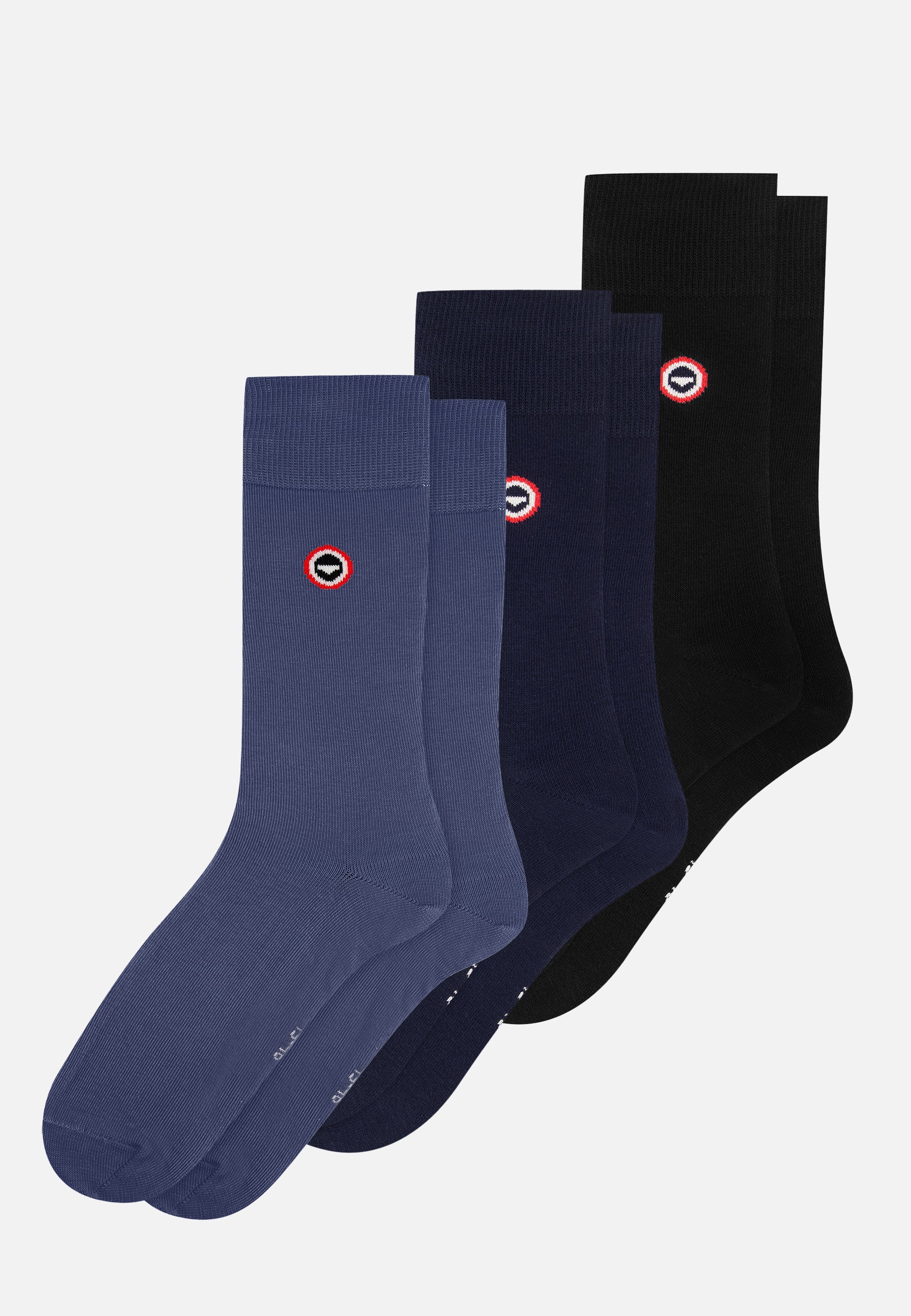 Pack of 3 mid-calf socks - Black Navy Blue Socks