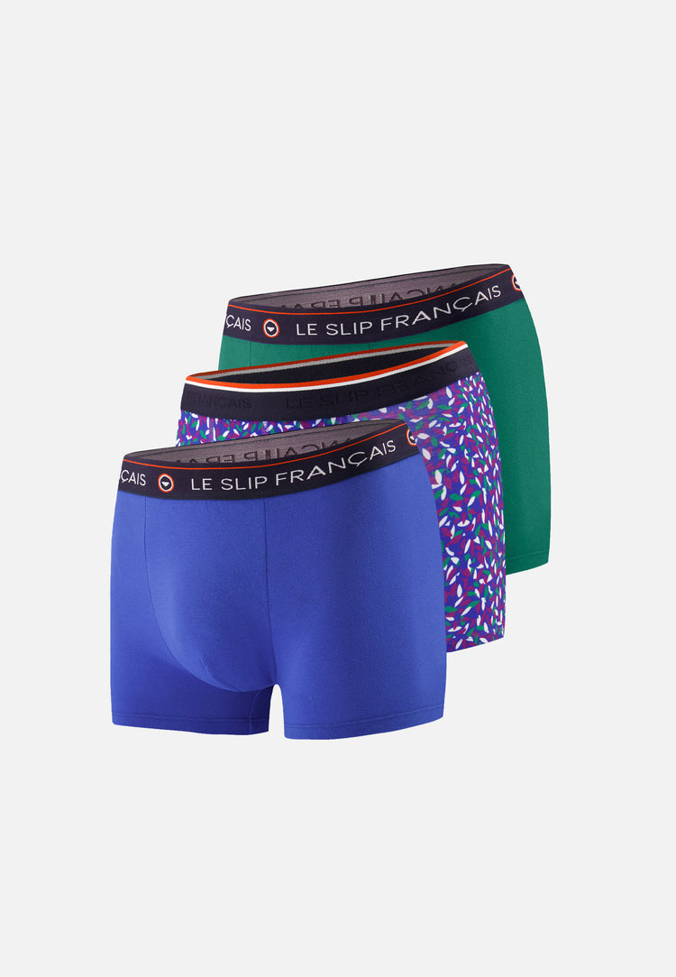 Lot de 3 boxers en coton - Boxers Eblouissant Emeraude Gavotte Purple - Le Slip Français - 1