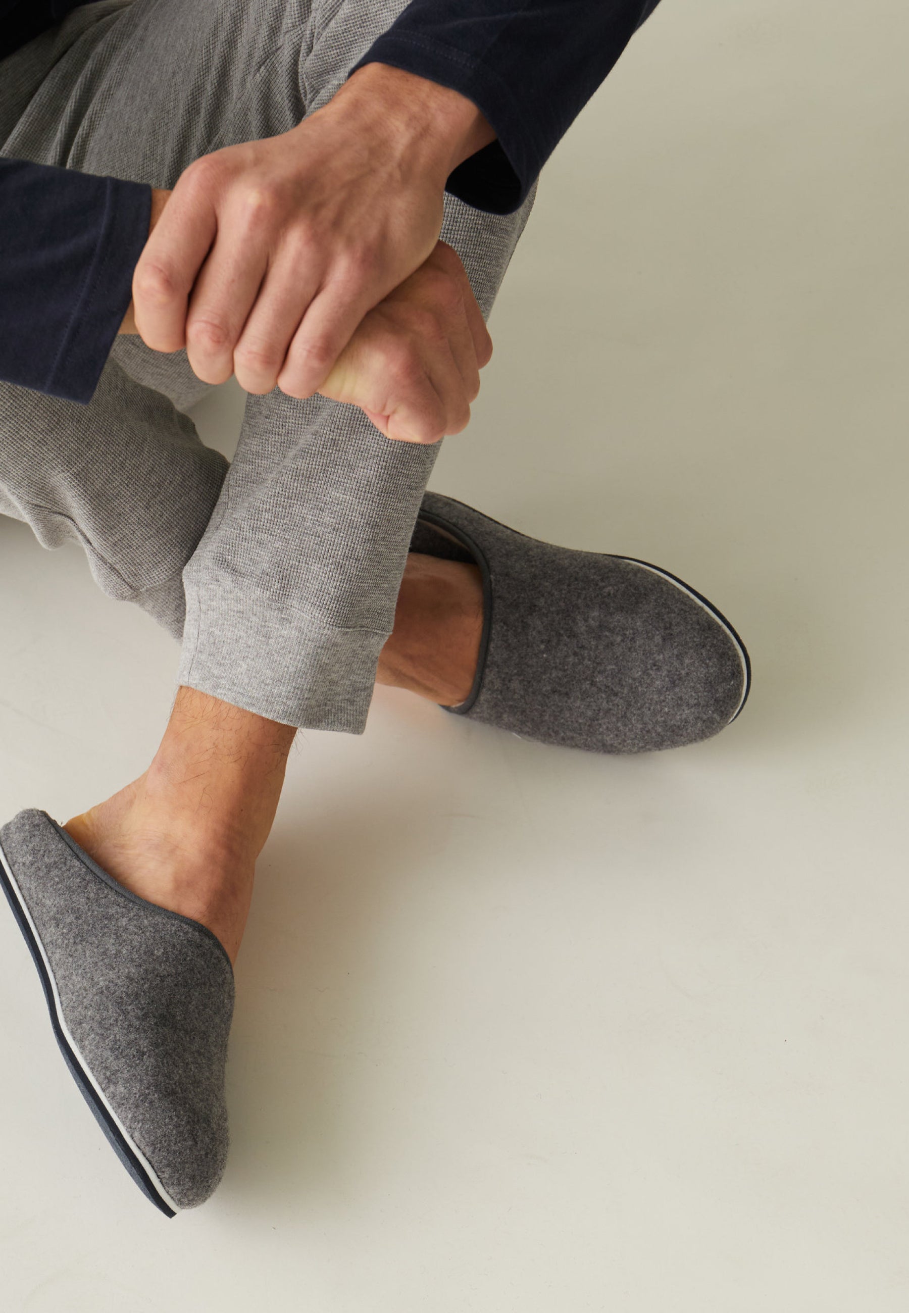 Chaussons d'intérieur en laine - Claude Gris Chiné