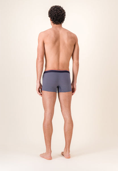 Lot de 3 boxers en coton - Boxers Chevron Marine Blanc
