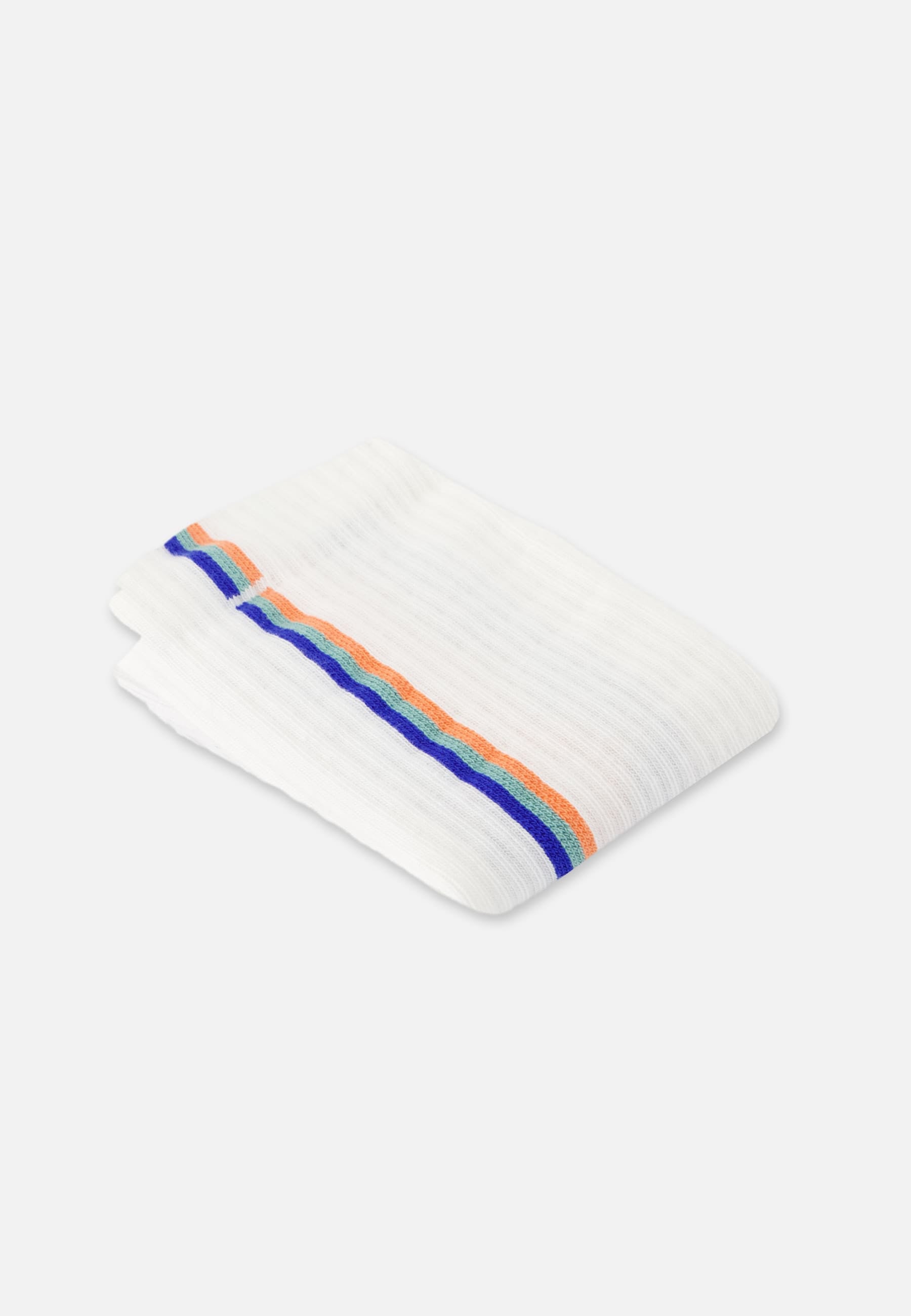 Chaussettes de sport mi-hautes rayées bleu, vert et orange - Wilfried Lignes Bleu Nautique Vert Azur Orange Corail