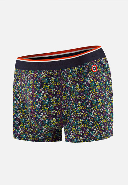 Boxer à motif bloom bleu canard en coton - Marius Bloom Bleu Canard