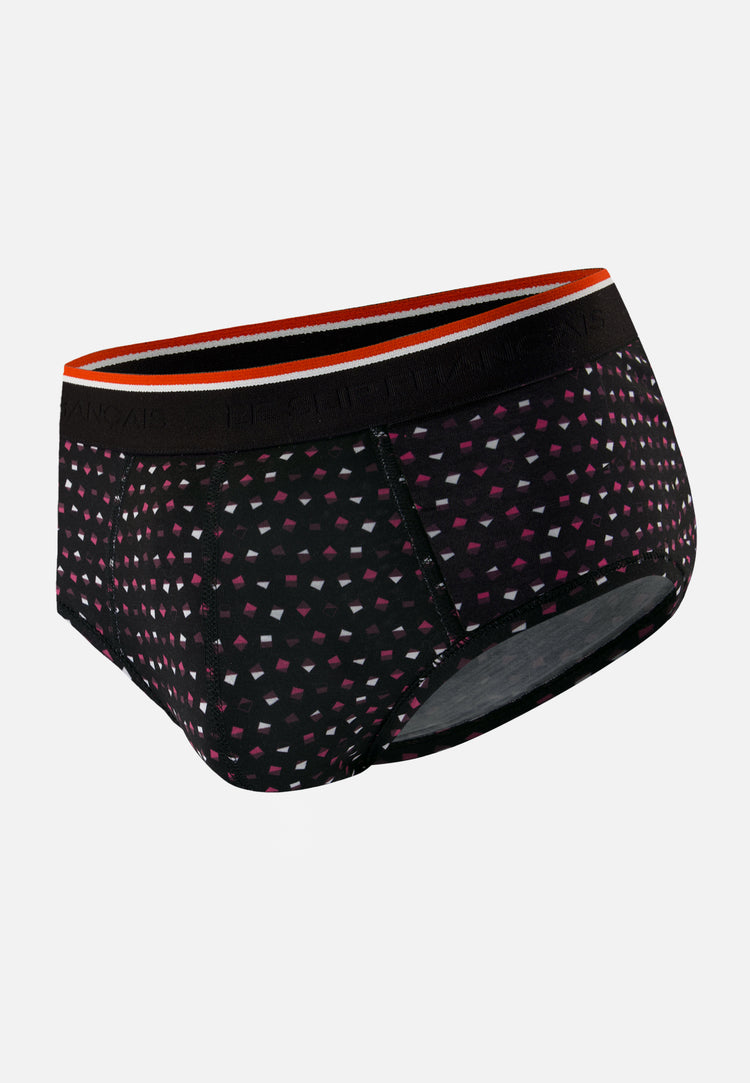 Slip noir à motif petit carré - Terrible Petits Carres Noir - Le Slip Français - 1