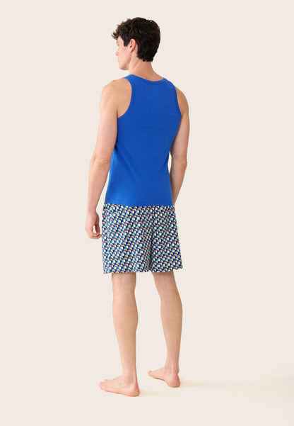 Ensemble pyjama débardeur et short en coton - Pyjama haut sans manches Fulminant bleu et bas de pyjama court Fredy corbusier