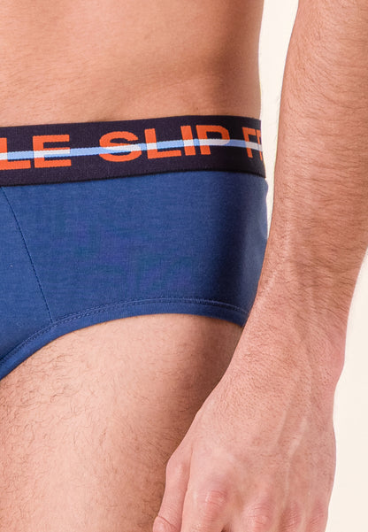 Lot de 3 slips en coton - Slips Bleu Ciel Bleu Acier Rouge Brique