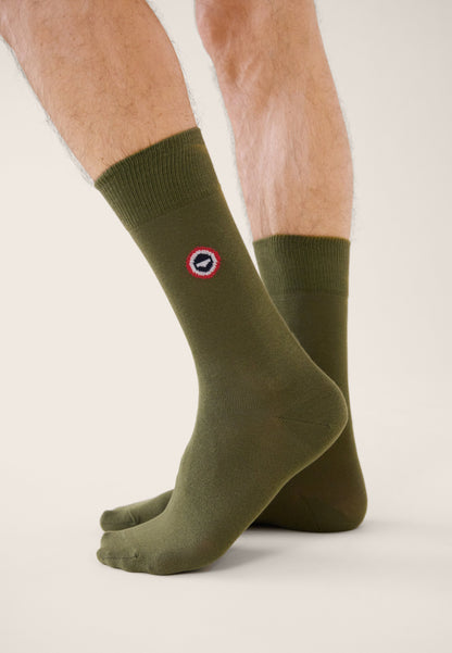 Chaussettes mi-hautes unies vert - Robuste Kaki Veronese