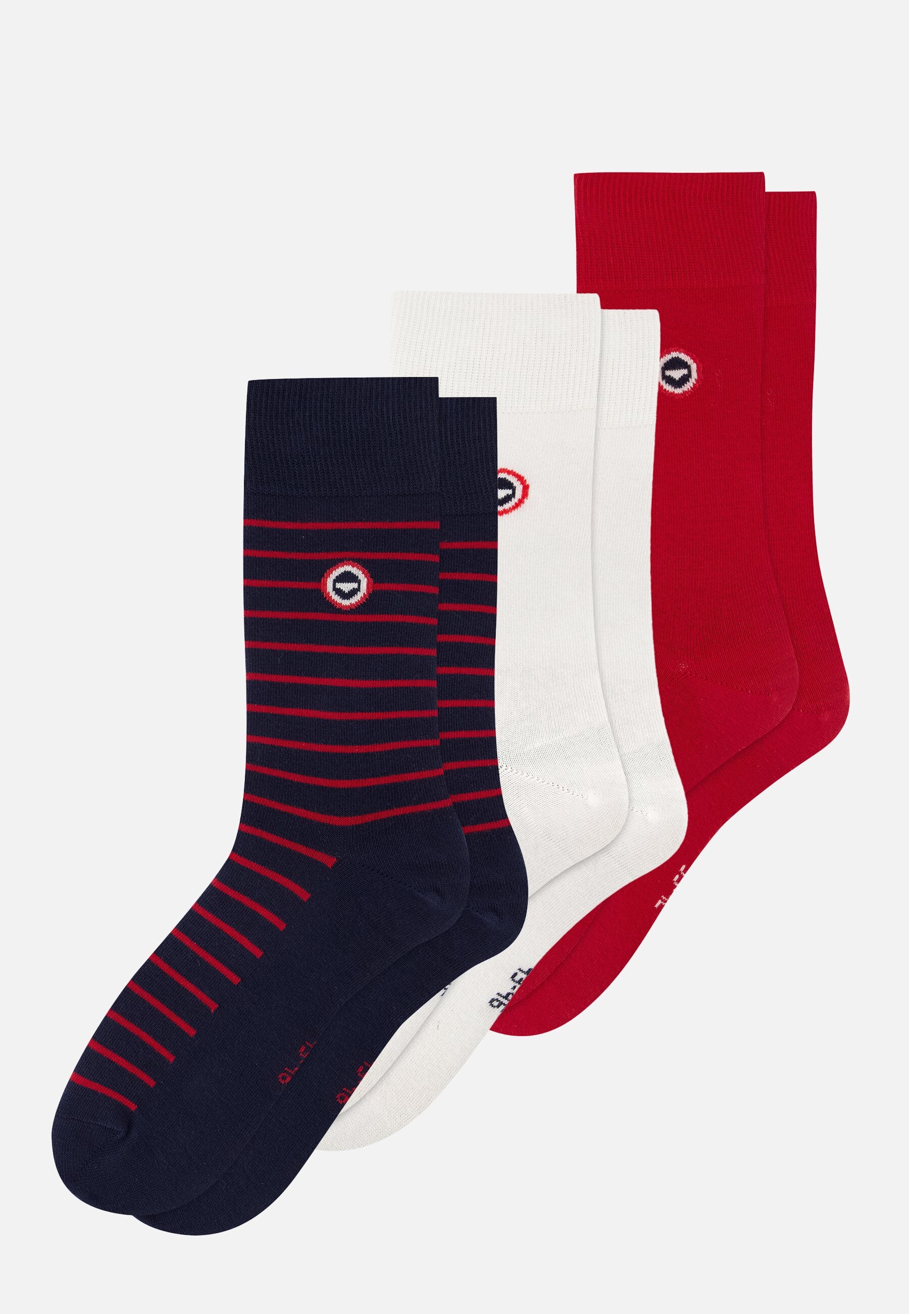 Lot de 3 chaussettes mi-hautes - Chaussettes Rouge Blanc