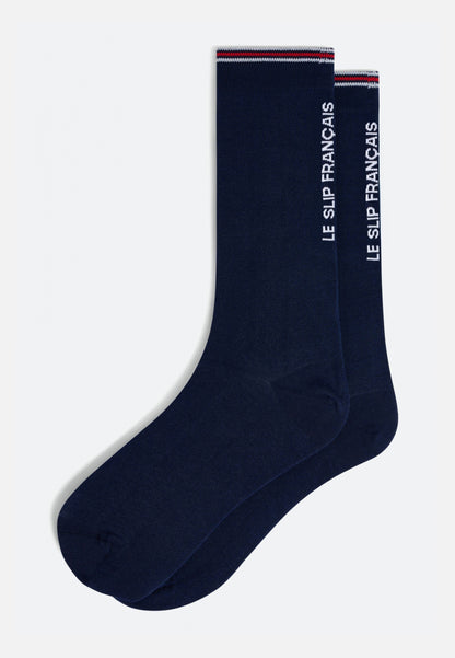 Chaussettes mi-hautes en coton - Cliff Marine