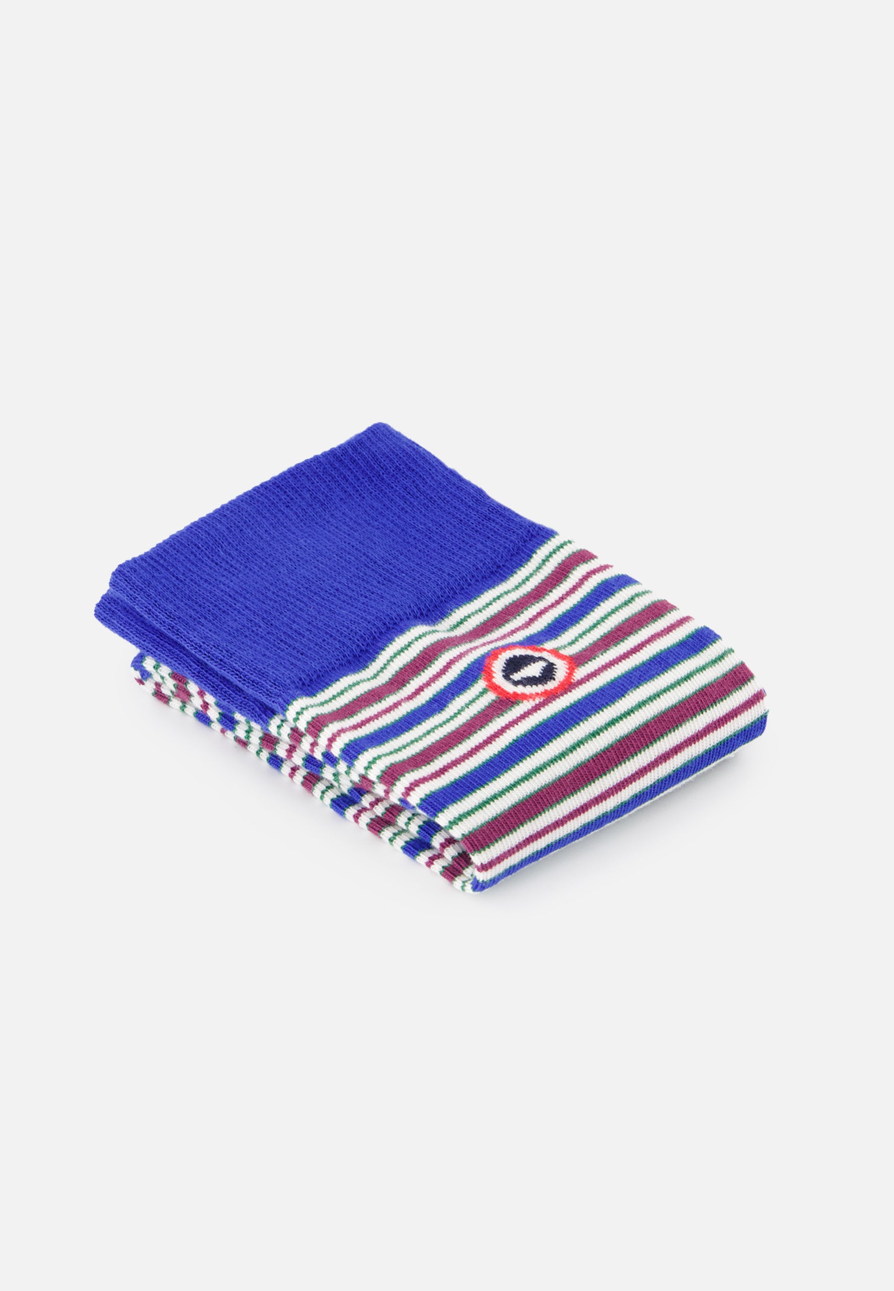 Unisex cotton mid-calf socks - Lucas Stripe Mattress Purple Emerald