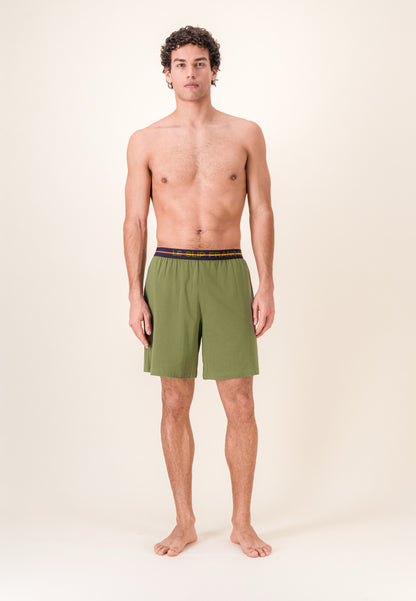 Green cotton short pyjama bottoms - Invincible Khaki Veronese