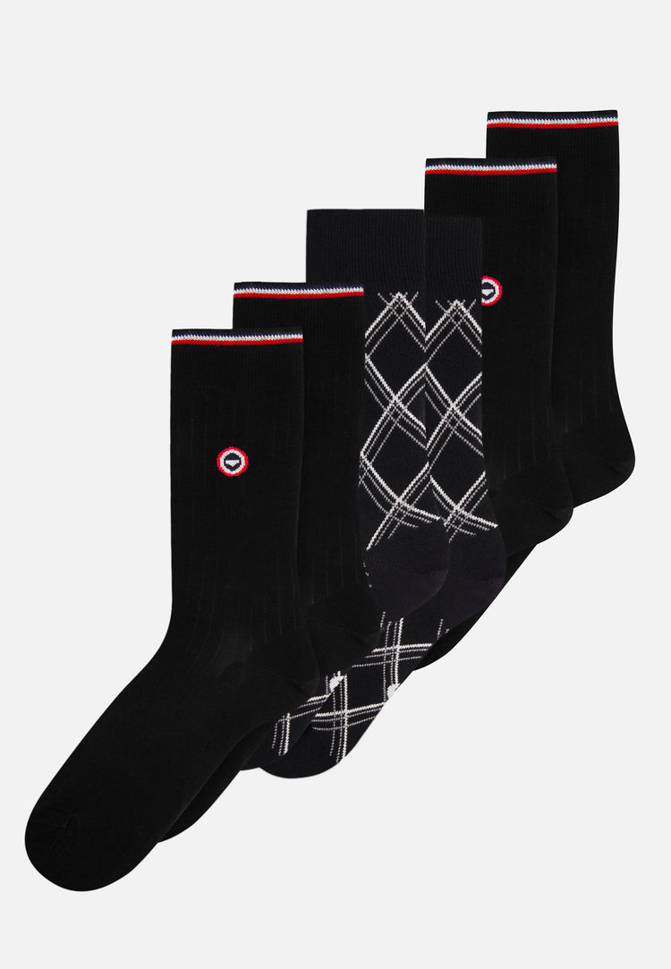 Lucas Tartan Nessy Black Socks Trio Pack - Le Slip Français - 1