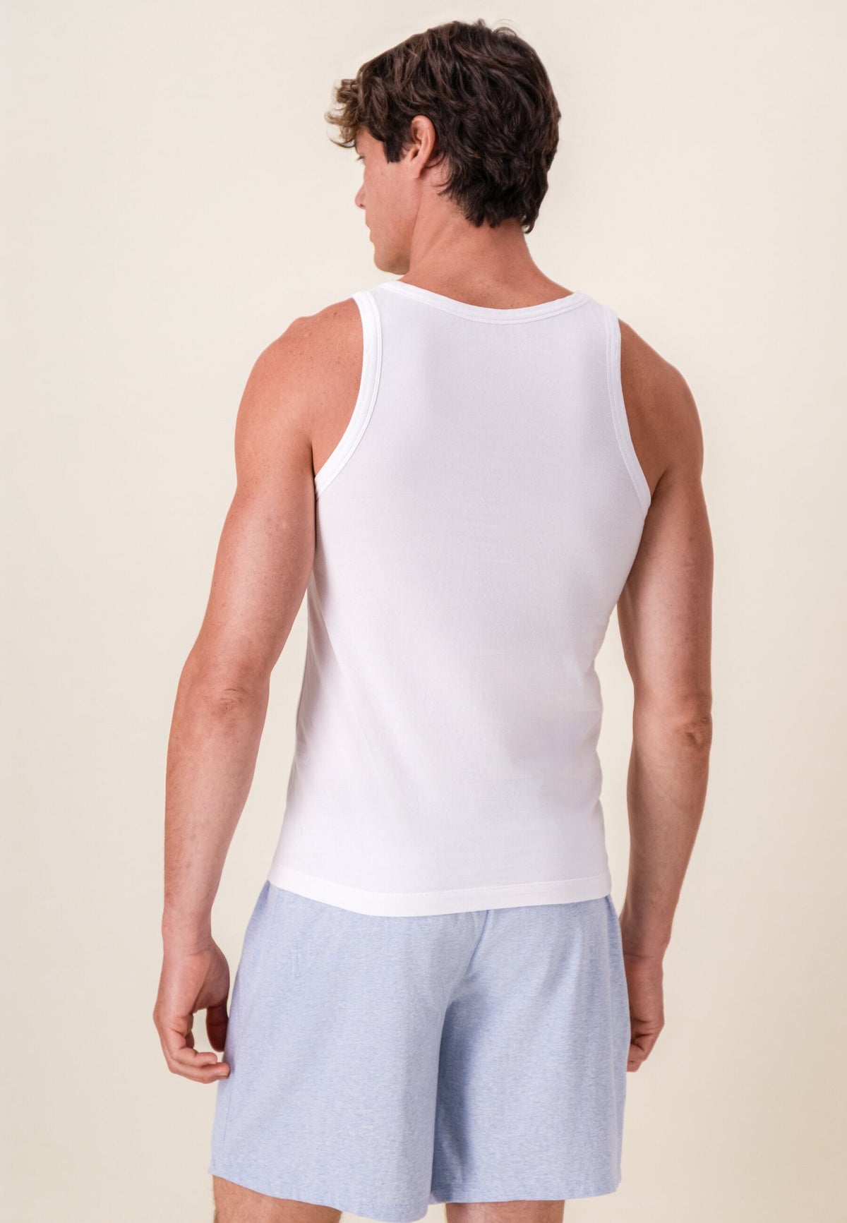 Ensemble pyjama débardeur et short en coton - Pyjama Haut Sans Manches Fulminant Blanc Et Bas De Pyjama Court Invincible Bleu Ciel Chiné