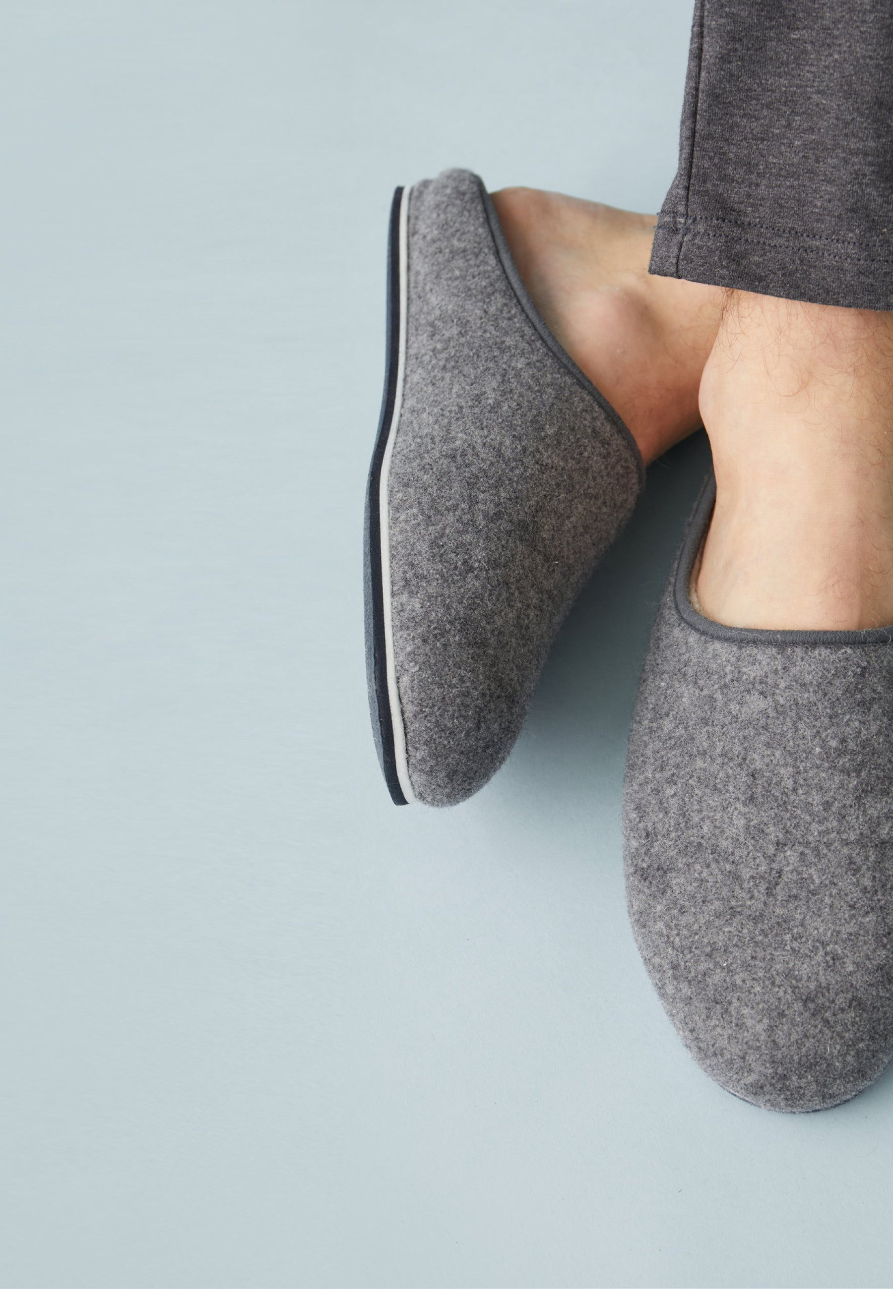 Chaussons d'intérieur en laine - Claude Gris Chiné
