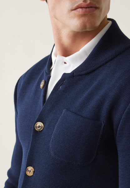Men's navy blue knitted vest - Eloi Marine