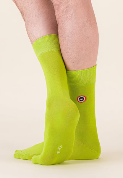 Chaussettes mi-hautes jaune en coton - Robuste Jaune Anis