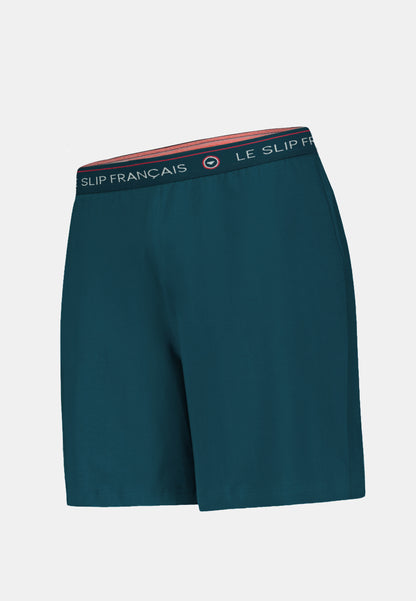 Bas de pyjamas court bleu en coton - Invincible Bleu Canard