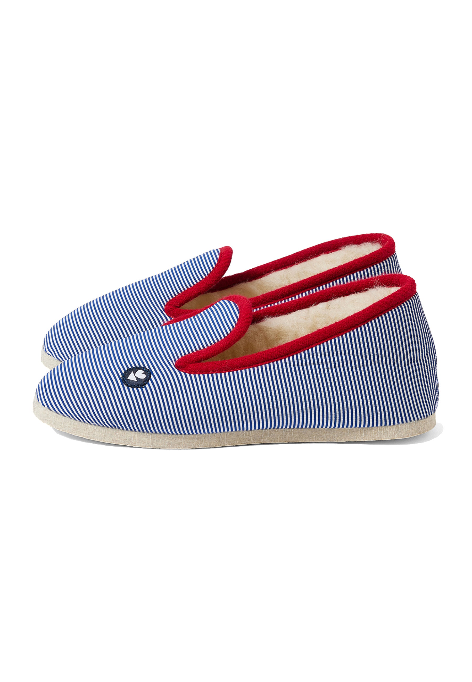 Chaussons d'intérieur en laine - Pantoufles Rayure Marine